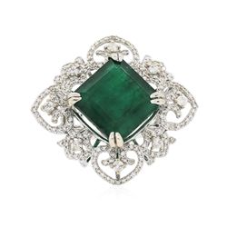 14KT White Gold 13.22ct Emerald and Diamond Ring