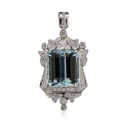 14KT White Gold 25.96ct Aquamarine and Diamond Pendant