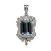 Image 1 : 14KT White Gold 25.96ct Aquamarine and Diamond Pendant