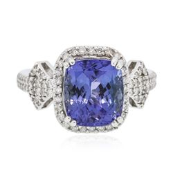 14KT White Gold 6.30ct Tanzanite and Diamond Ring