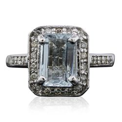 14KT White Gold 2.15ct Aquamarine and Diamond Ring