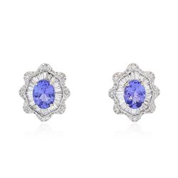 14KT White Gold 2.52ctw Tanzanite and Diamond Stud Earrings