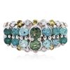 Image 1 : 14KT White Gold 1.60ctw Paraiba Tourmaline, Yellow Sapphire and Diamond Ring