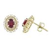 Image 2 : 14KT Yellow Gold 1.06ctw Ruby and Diamond Earrings