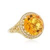 Image 2 : 14KT Yellow Gold 7.67ct Quartz and Diamond Ring