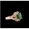 Image 2 : 14KT Rose Gold 3.08ct Emerald and Diamond Ring