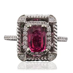 14KT White Gold 1.53ct Tourmaline and Diamond Ring