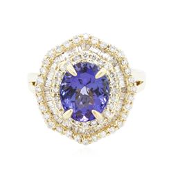 14KT Yellow Gold 2.74ct Tanzanite and Diamond Ring