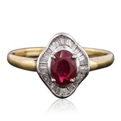 14KT Two-Tone Gold 0.96ct Ruby and Diamond Ring