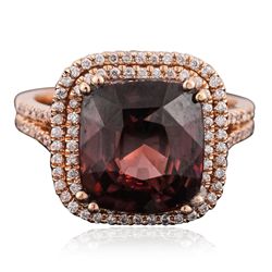 14KT Rose Gold 6.72ct Garnet and Diamond Ring