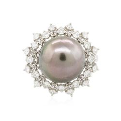 14KT White Gold 12.2mm Pearl and Diamond Ring