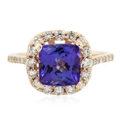 14KT Rose Gold 2.16ct Tanzanite and Diamond Ring