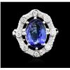 Image 1 : 14KT White Gold 6.74ct Tanzanite and Diamond Ring