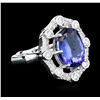 Image 2 : 14KT White Gold 6.74ct Tanzanite and Diamond Ring