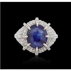 18KT White Gold 6.44ct Sapphire and Diamond Ring