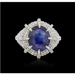 18KT White Gold 6.44ct Sapphire and Diamond Ring