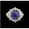 Image 1 : 18KT White Gold 6.44ct Sapphire and Diamond Ring
