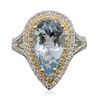 Image 1 : 14KT Two-Tone Gold 3.04ct Aquamarine and Diamond Ring