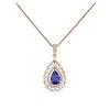 Image 2 : 14KT Rose Gold 1.99ct Tanzanite and Diamond Pendant With Chain