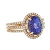 Image 2 : 14KT Rose Gold 3.22ct Tanzanite and Diamond Ring