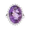 Image 1 : 14KT White Gold 10.33ct Amethyst and Diamond Ring