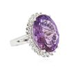 Image 2 : 14KT White Gold 10.33ct Amethyst and Diamond Ring