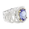 Image 2 : 14KT Two-Tone Gold 2.88ct Tanzanite and Diamond Ring