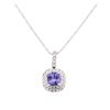 Image 2 : 14KT White Gold 1.36ct Tanzanite and Diamond Pendant With Chain