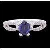 Image 1 : 18KT White Gold 1.27ct Sapphire and Diamond Ring