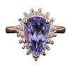Image 1 : 14KT Rose Gold 4.04ct Tanzanite and Diamond Ring