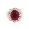 Image 1 : 14KT Rose Gold 7.12ct Ruby and Diamond Ring