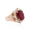 Image 2 : 14KT Rose Gold 7.12ct Ruby and Diamond Ring