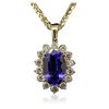 Image 1 : 14KT Yellow Gold 15.89ct GIA Certified Tanzanite and Diamond Pendant With Chain