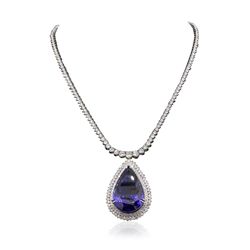 14KT White Gold 69.66ct GIA Certified Tanzanite and Diamond Necklace