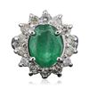 Image 1 : 14KT White Gold 2.97ct Emerald and Diamond Ring