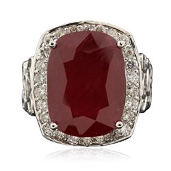 14KT White Gold 17.63ct Ruby and Diamond Ring