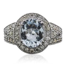 14KT White Gold 2.64ct Aquamarine and Diamond Ring