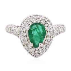 18KT White Gold 0.98ct Emerald and Diamond Ring