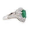 Image 2 : 18KT White Gold 0.98ct Emerald and Diamond Ring
