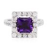Image 1 : 14KT White Gold 2.00ct Amethyst and Diamond Ring