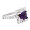 Image 2 : 14KT White Gold 2.00ct Amethyst and Diamond Ring