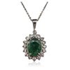 Image 1 : 14KT White Gold 3.00ct Emerald and Diamond Pendant With Chain