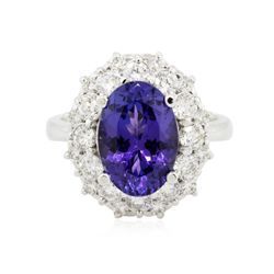 14KT White Gold 5.21ct Tanzanite and Diamond Ring