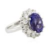 Image 2 : 14KT White Gold 5.21ct Tanzanite and Diamond Ring