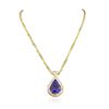 Image 2 : 14KT Yellow Gold 27.66ct Tanzanite and Diamond Pendant With Chain