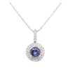Image 2 : 14KT White Gold 1.49ct Tanzanite and Diamond Pendant With Chain