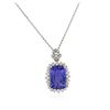 Image 2 : 14KT White Gold 6.63ct Tanzanite and Diamond Pendant With Chain