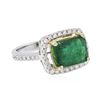 Image 2 : 14KT White Gold 3.93ct Emerald and Diamond Ring