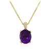 Image 2 : 14KT Yellow Gold 4.84ct Amethyst and Diamond Pendant With Chain