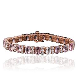 14KT Rose Gold 19.11ctw Multi-Color Sapphire and Diamond Bracelet